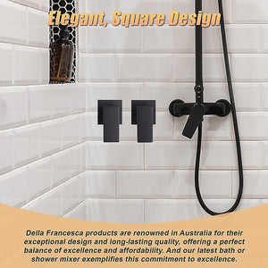 Della Francesca Bathroom Shower Hot And Cold Square Mixer Watermark Certified In Black