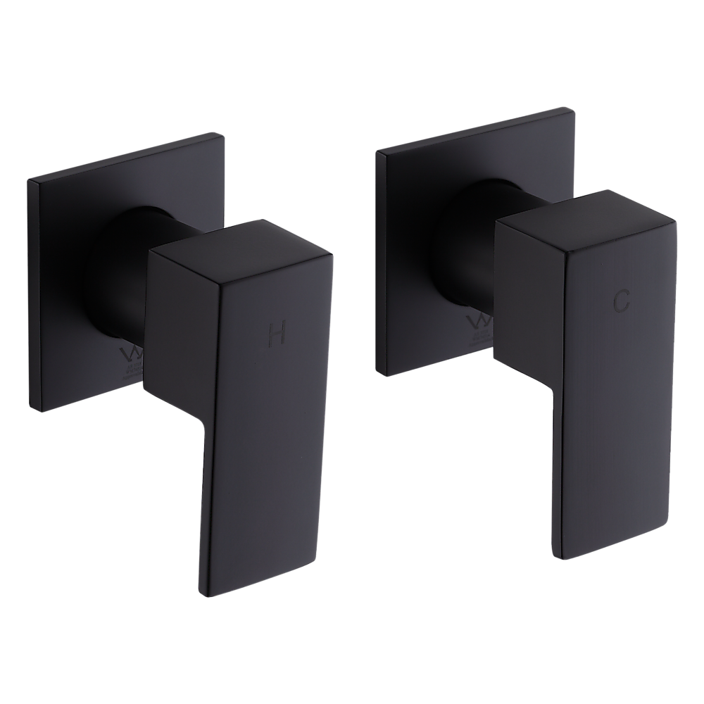 Della Francesca Bathroom Shower Hot And Cold Square Mixer Watermark Certified In Black