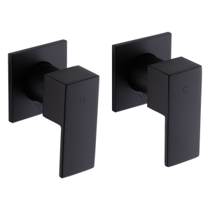Della Francesca Bathroom Shower Hot And Cold Square Mixer Watermark Certified In Black