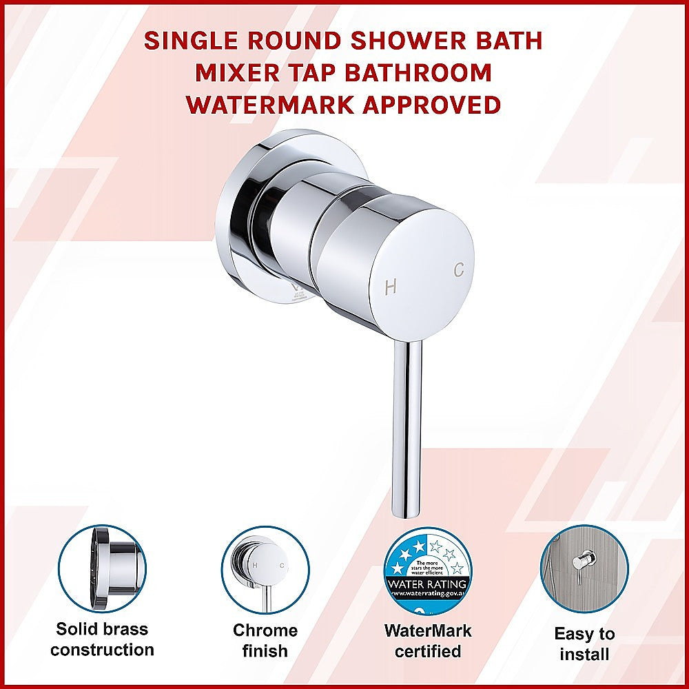 Single Round Shower Bath Mixer Tap Bathroom Watermark Approved