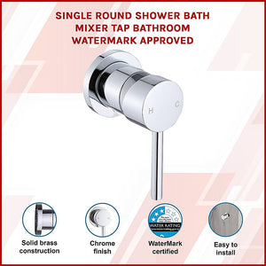 Single Round Shower Bath Mixer Tap Bathroom Watermark Approved