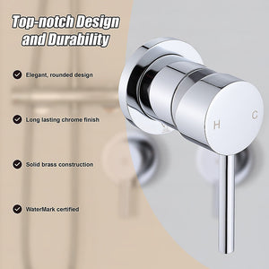 Single Round Shower Bath Mixer Tap Bathroom Watermark Approved