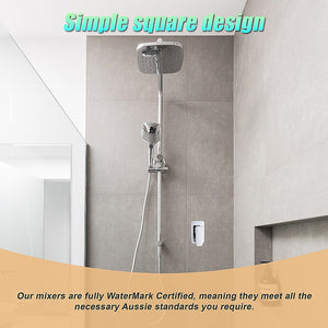 Single Square Shower Bath Mixer Tap Bathroom Watermark Approved In Chrome