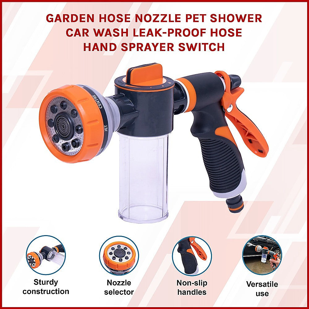 Garden Hose Nozzle Pet Shower Car Wash Leak Proof Hand Sprayer Switch