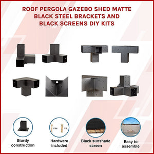 Roof Pergola Gazebo Shed Matte Black Steel Brackets And Screens Diy Kits