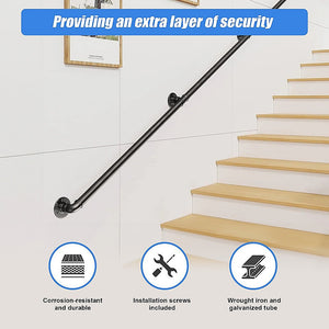 2M Handrail Stair Rail Grab Balustrade Staircase Banister + Installation Kit