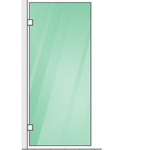 70X200cm Single Shower Glass Screen With Chrome U Brackets & Square Pole