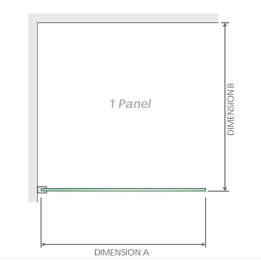 70X200cm Single Shower Glass Screen With Chrome U Brackets & Square Pole