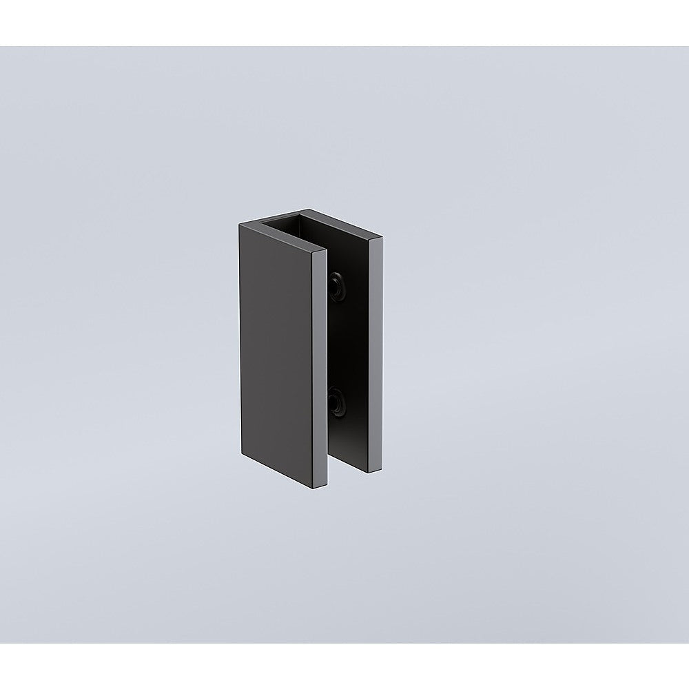 70X200cm Single Shower Glass Screen With Black U Brackets & Square Pole