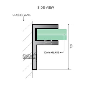 70X200cm Single Shower Glass Screen With Chrome F Brackets & Round Pole