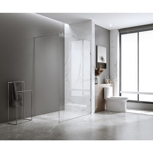 80X200cm Single Shower Glass Screen With Chrome U Brackets & Square Pole