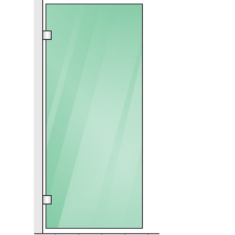 80X200cm Single Shower Glass Screen With Chrome U Brackets & Square Pole