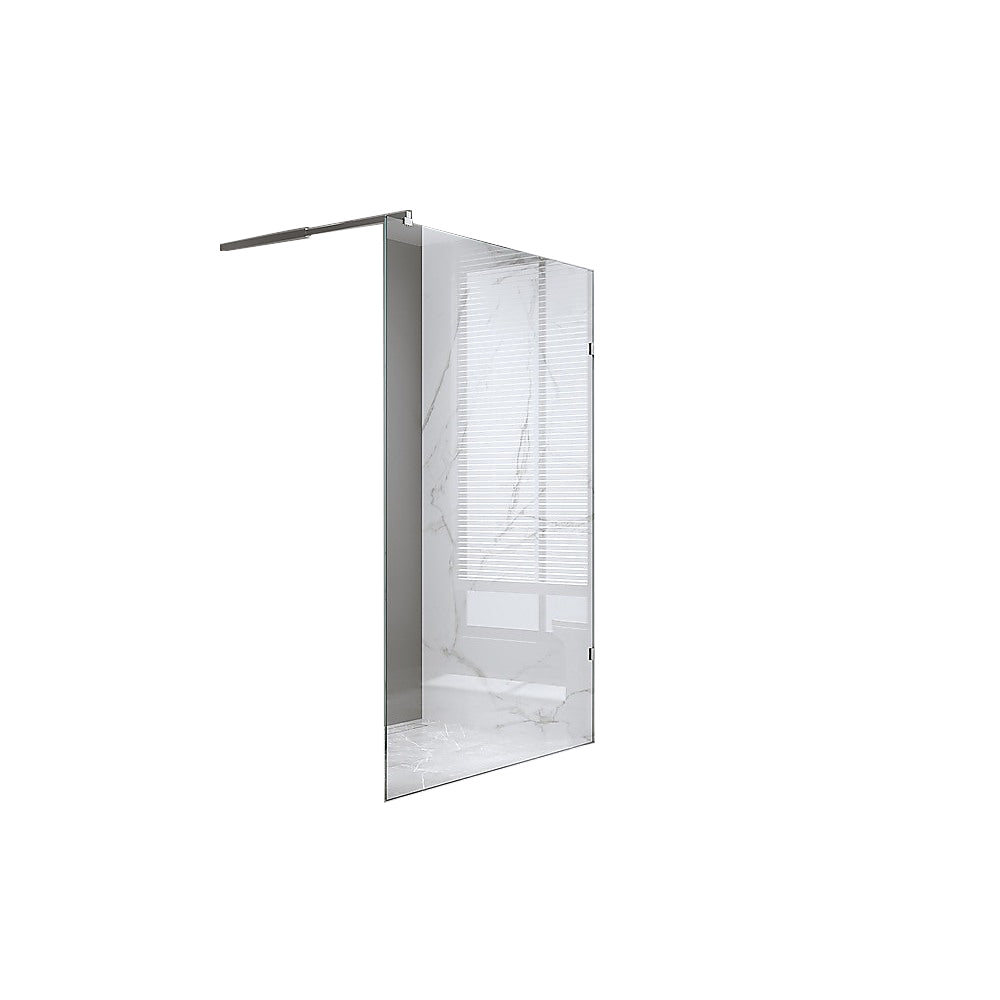 80X200cm Single Shower Glass Screen With Black F Brackets & Square Pole