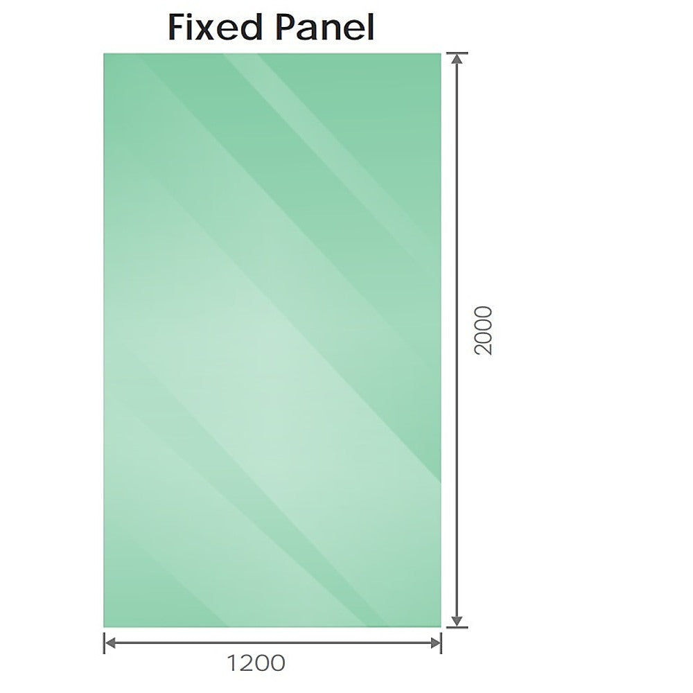 100X200cm Single Shower Glass Screen With Black U Brackets & Square Pole