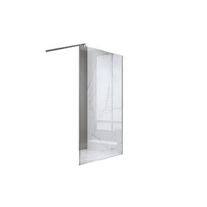 70X200cm Single Shower Glass Screen With Chrome U Brackets & Round Pole