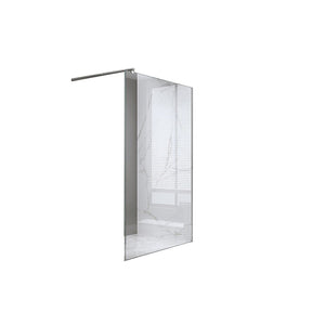 90X210cm Single Shower Glass Screen With Chrome Wall Channel & Round Pole