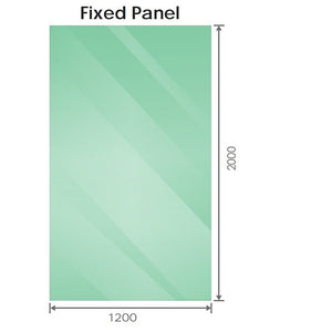 100X200cm Single Shower Glass Screen With Chrome Wall Channel & Square Pole