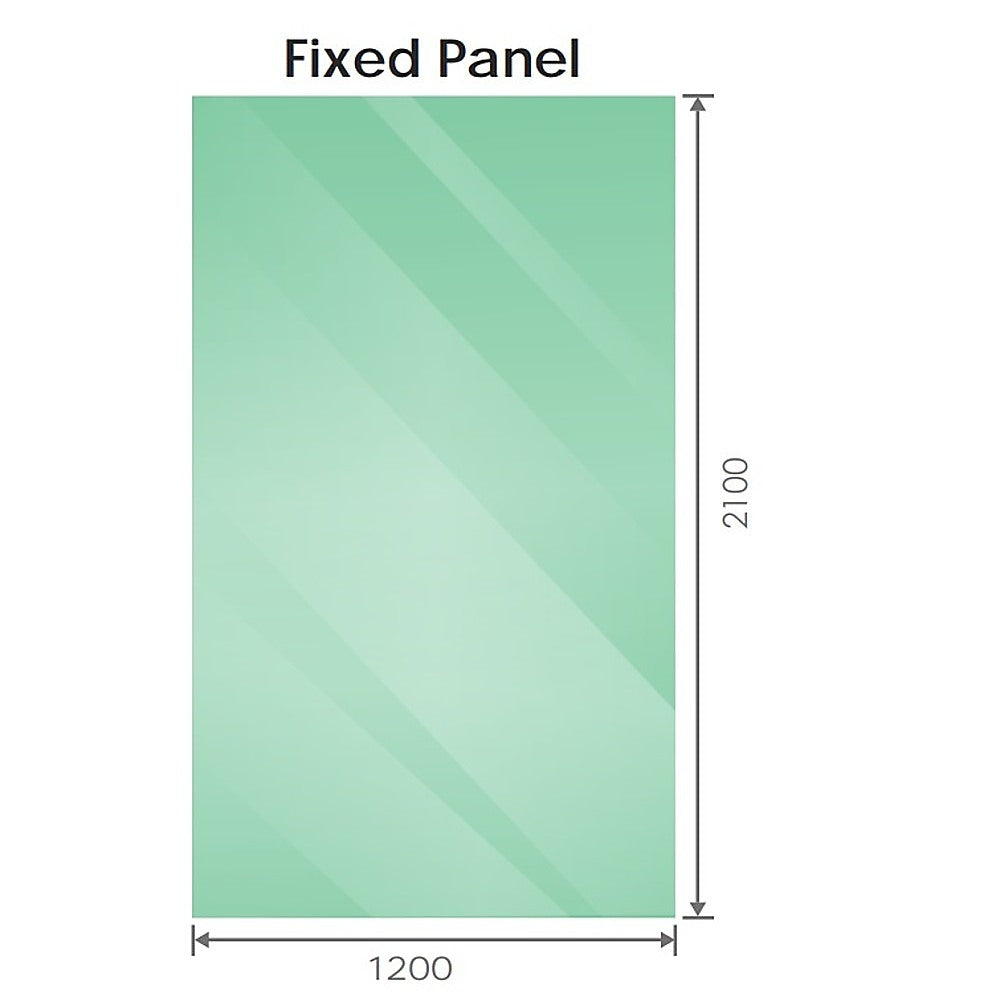 120X210cm Single Shower Glass Screen With Chrome Wall Channel & Square Pole