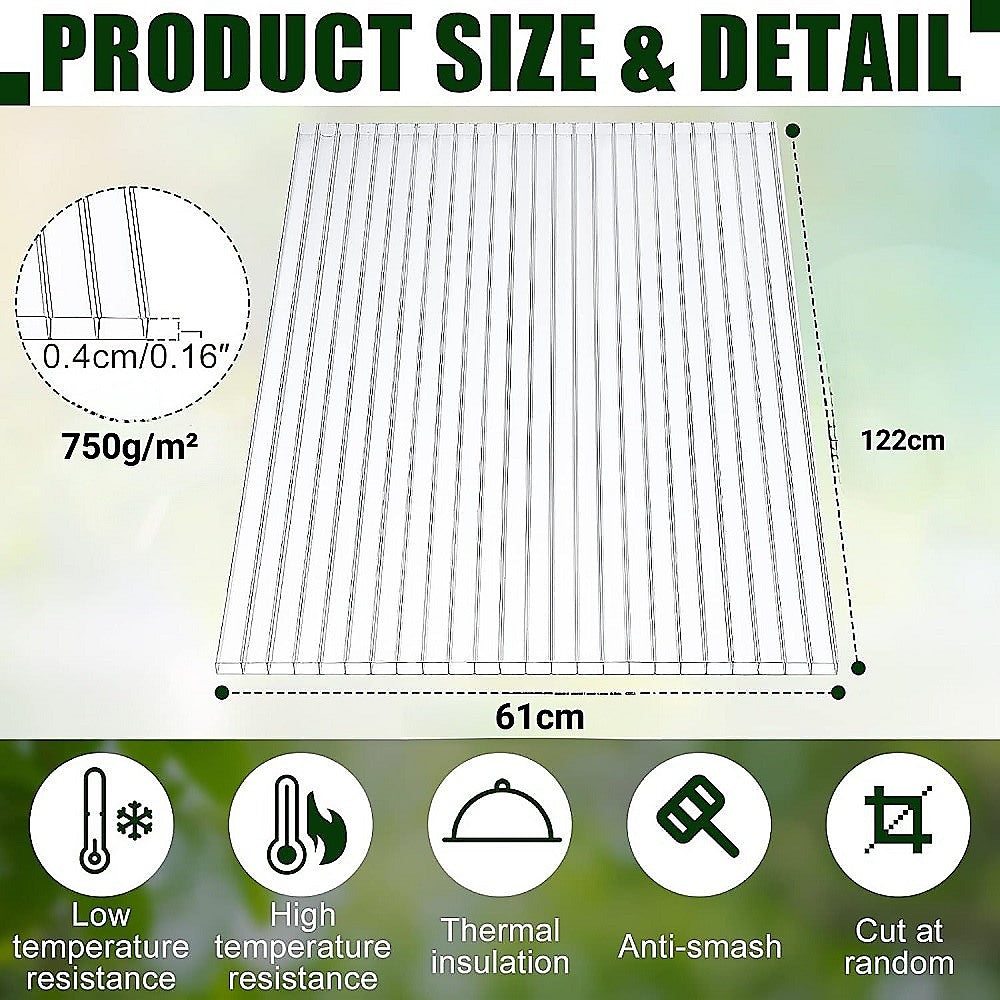 4Mm Polycarbonate Roofing Sheets Clear Uv 610X1220mm Bulk Pack