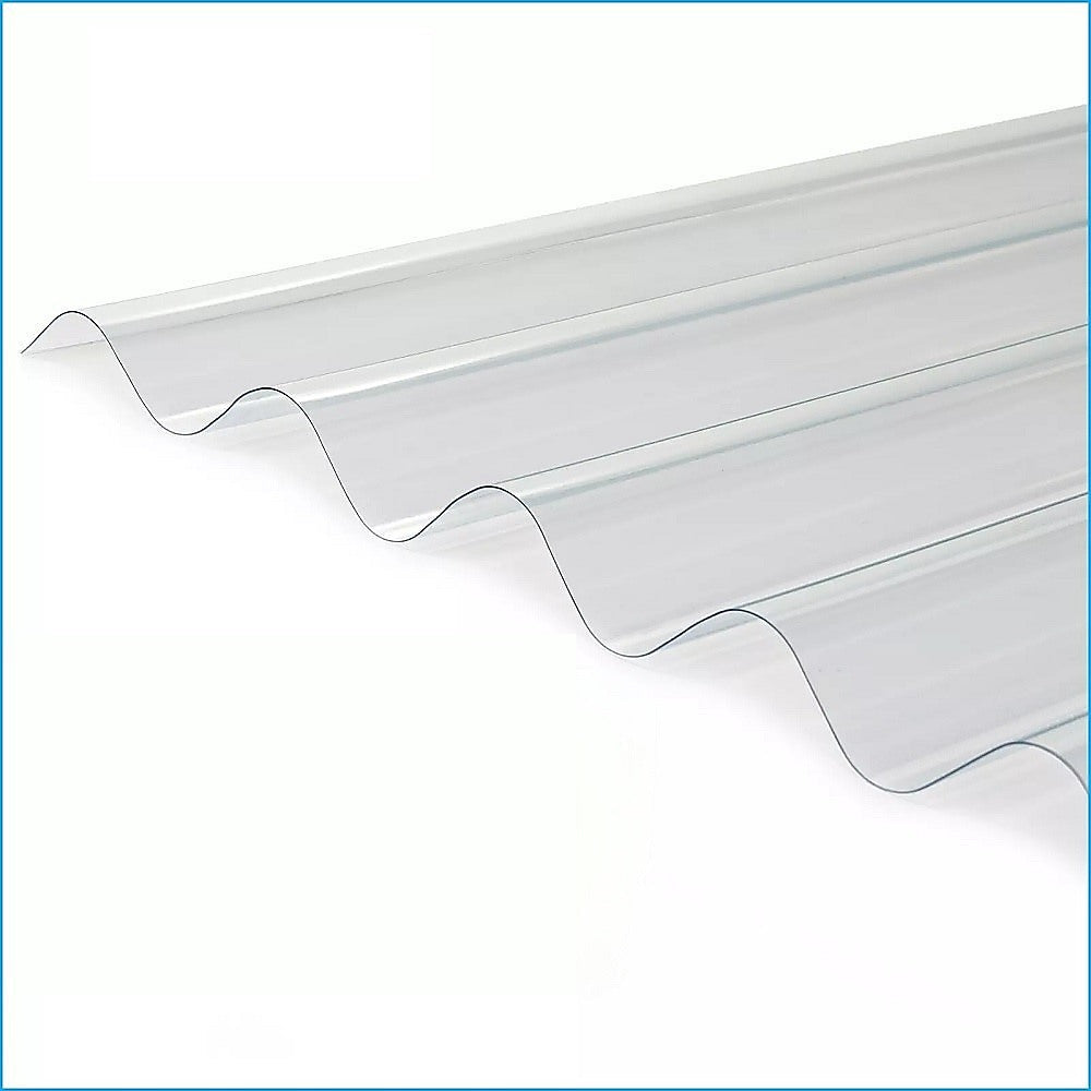 8Mm Pvc Corrugated Roofing Sheets Clear Uv 836X2000mm Bulk 10 Pack