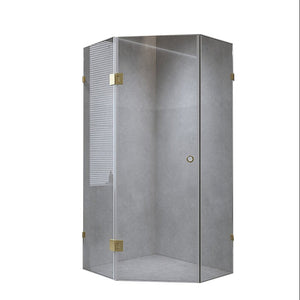 100Cm Frameless Diamond Shower Screen With Chrome Brackets And Ss Hinges Round Handle