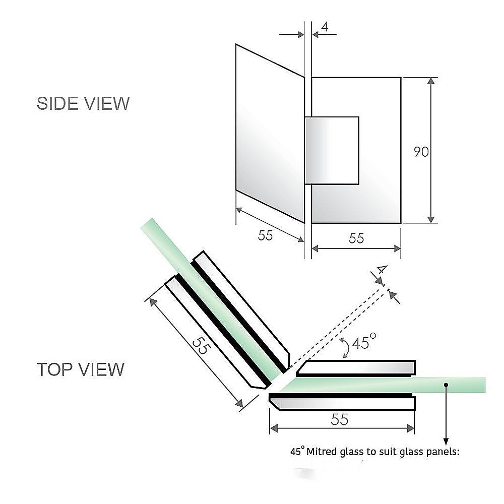 100Cm Frameless Diamond Shower Screen With Chrome Brackets And Ss Hinges Round Handle