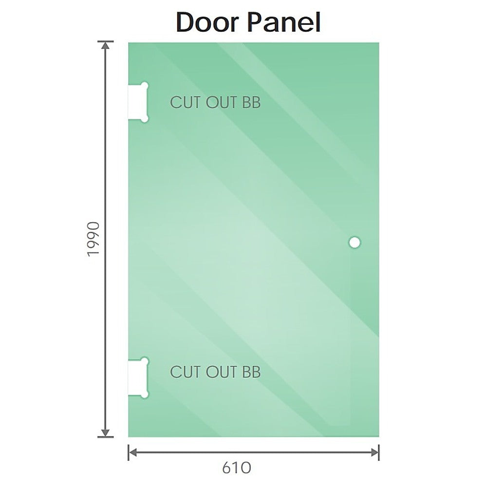 90X70cm Corner Frameless Shower Screen With Chrome Brackets And Ss Hinges Round Handle