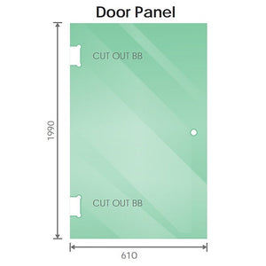 90X70cm Corner Frameless Shower Screen With Chrome Brackets And Ss Hinges Round Handle