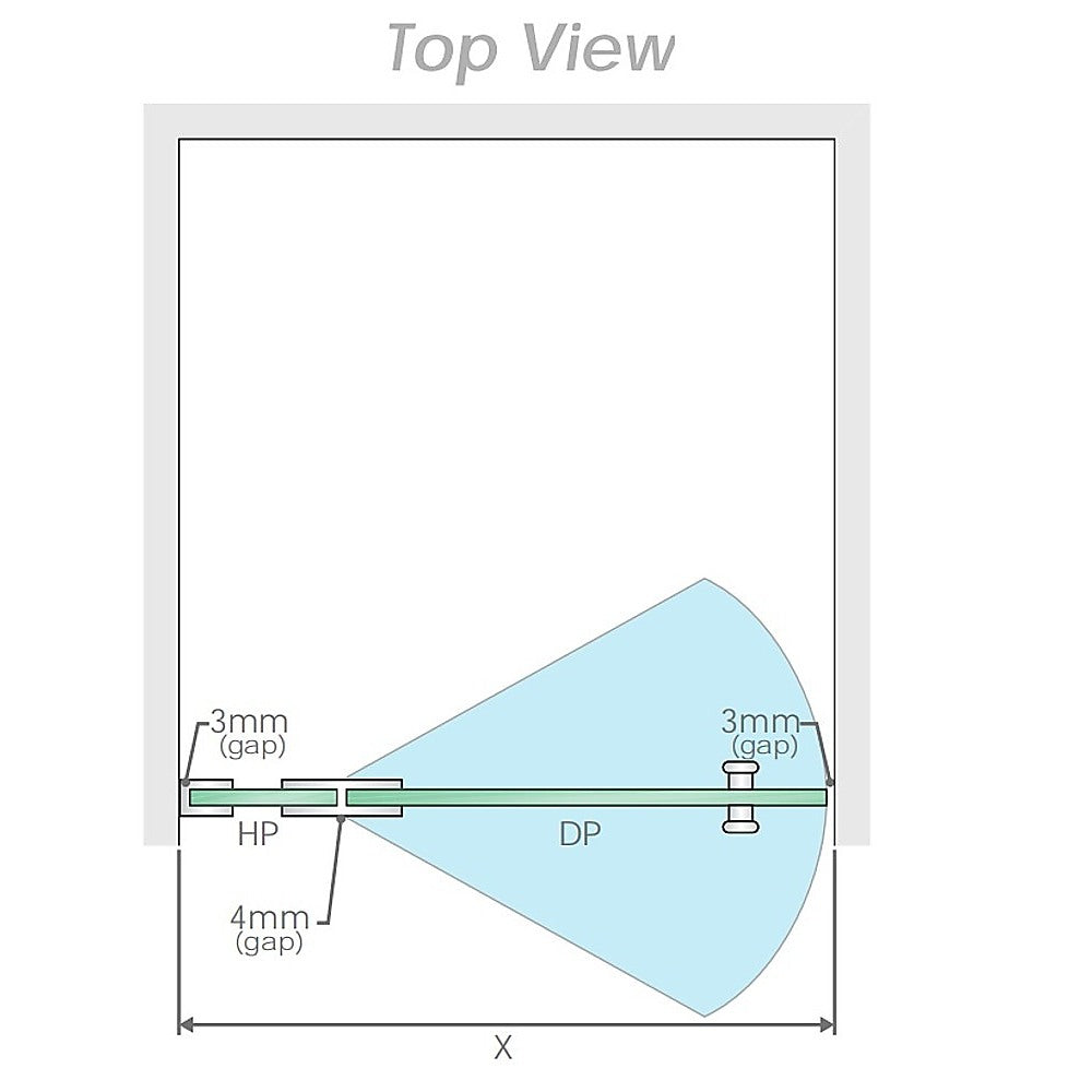 90X70cm Corner Frameless Shower Screen With Chrome Brackets And Ss Hinges Round Handle