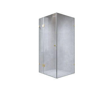 90X80cm Corner Frameless Shower Screen With Chrome Brackets And Ss Hinges Round Handle