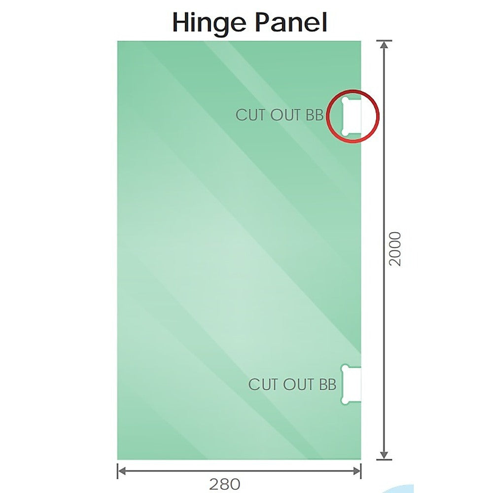 90X80cm Corner Frameless Shower Screen With Chrome Brackets And Ss Hinges Round Handle