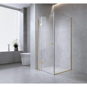 90X80cm Corner Frameless Shower Screen With Chrome Channel And Ss Hinges Round Handle