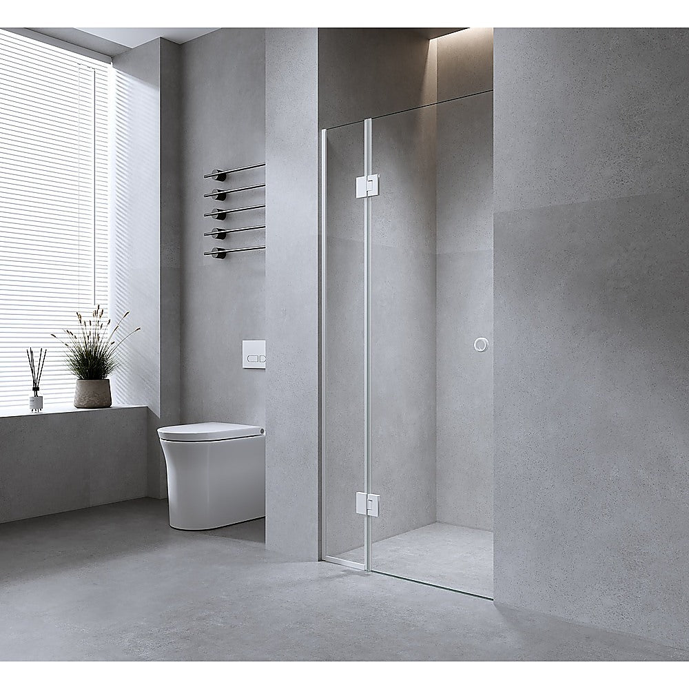 100Cm Wall To Frameless Shower Screen With Chrome Channel And Ss Hinges Round Handle