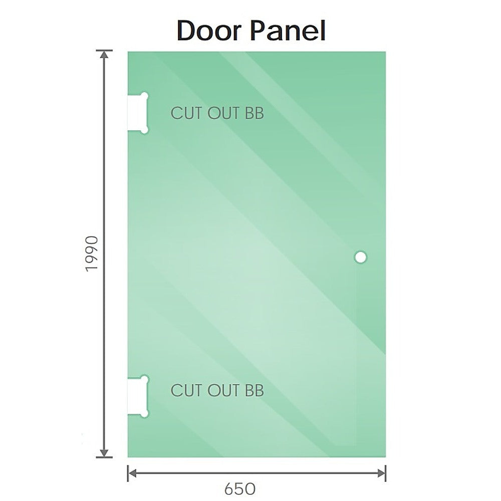 120X70cm Corner Frameless Shower Screen With Chrome Brackets And Ss Hinges Round Handle