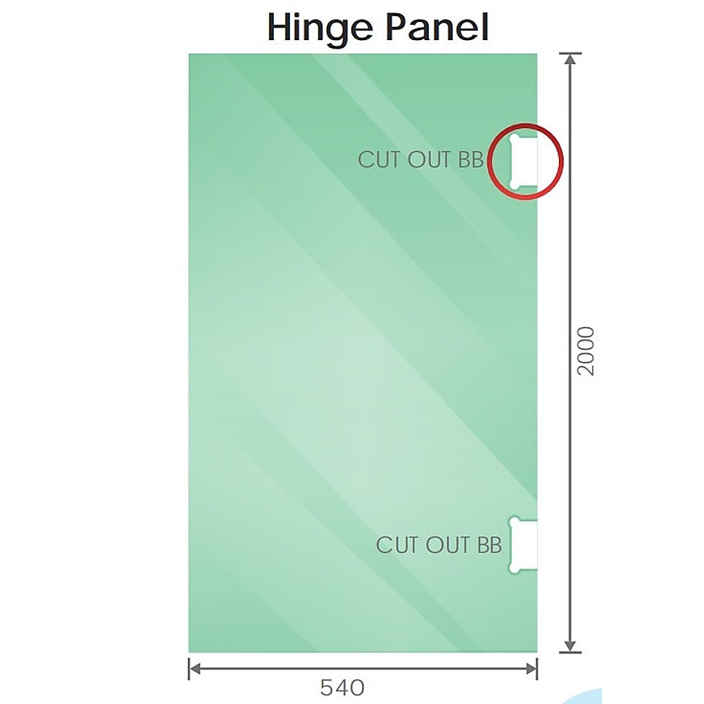 120X70cm Corner Frameless Shower Screen With Chrome Brackets And Ss Hinges Round Handle