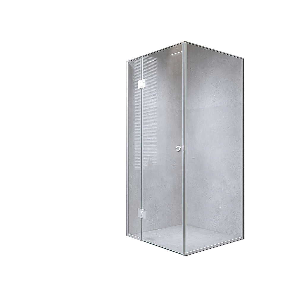 120X80cm Corner Frameless Shower Screen With Chrome Channel And Ss Hinges Round Handle