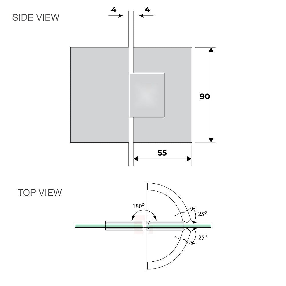 120X80cm Corner Frameless Shower Screen With Chrome Channel And Ss Hinges Round Handle