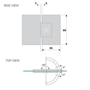 120X80cm Corner Frameless Shower Screen With Chrome Channel And Ss Hinges Round Handle