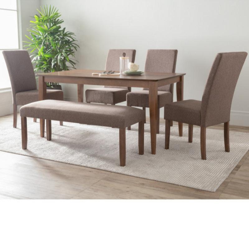 Allegro Dining Table + 4X Mesi Chair Bench 6 Piece Set Cocoa