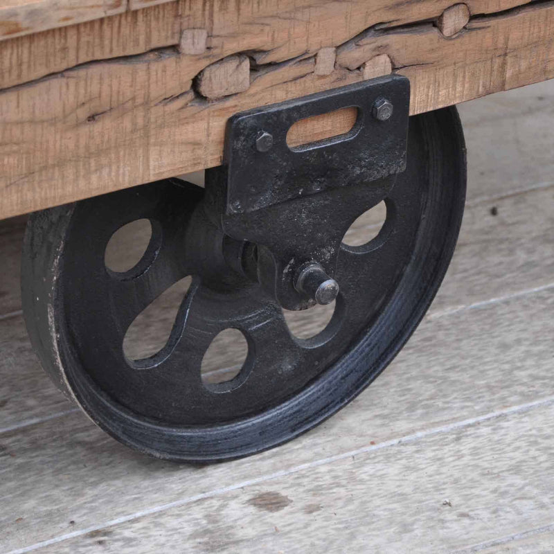 Old Railway Sleeper Industrial Cart Coffee Table