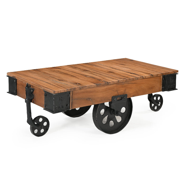 Old Railway Sleeper Industrial Cart Coffee Table