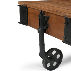 Old Railway Sleeper Industrial Cart Coffee Table