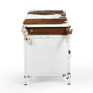 Cowhide Iron Locker Bench