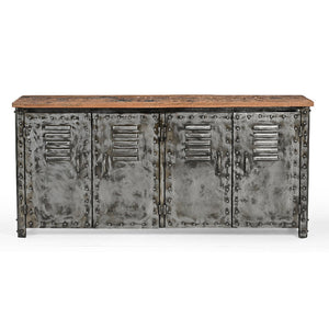 Vintage Iron Locker Sideboard With Reclaimed Railway Sleeper Wood