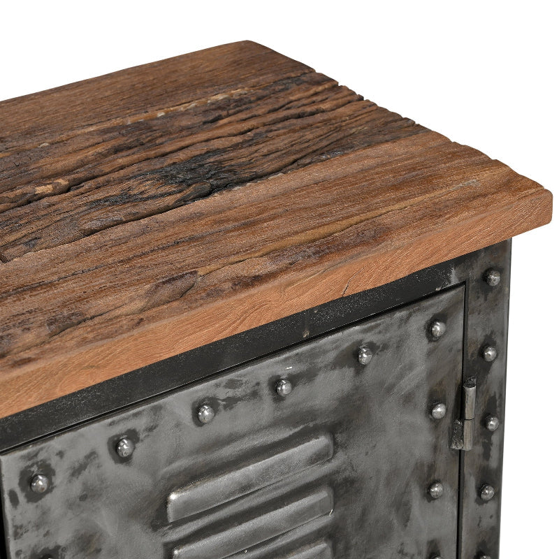 Vintage Iron Locker Sideboard With Reclaimed Railway Sleeper Wood