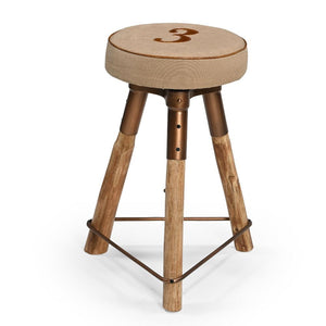 Industrial Number 3 Wind Up Bar Stool