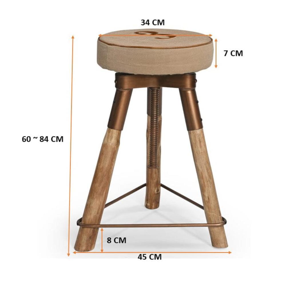 Industrial Number 3 Wind Up Bar Stool