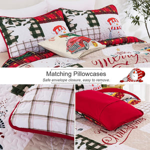 Festive Snowman Merry Christmas Queen Bedspread Set