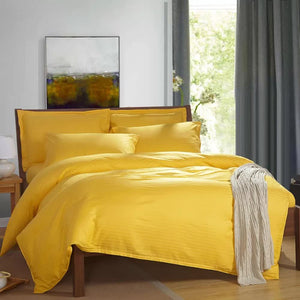 100% Cotton Premium Doona Duvet Quilt Cover Set With Soft Pillowcases Yellow