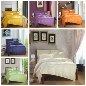 100% Cotton Premium Doona Duvet Quilt Cover Set With Soft Pillowcases Yellow